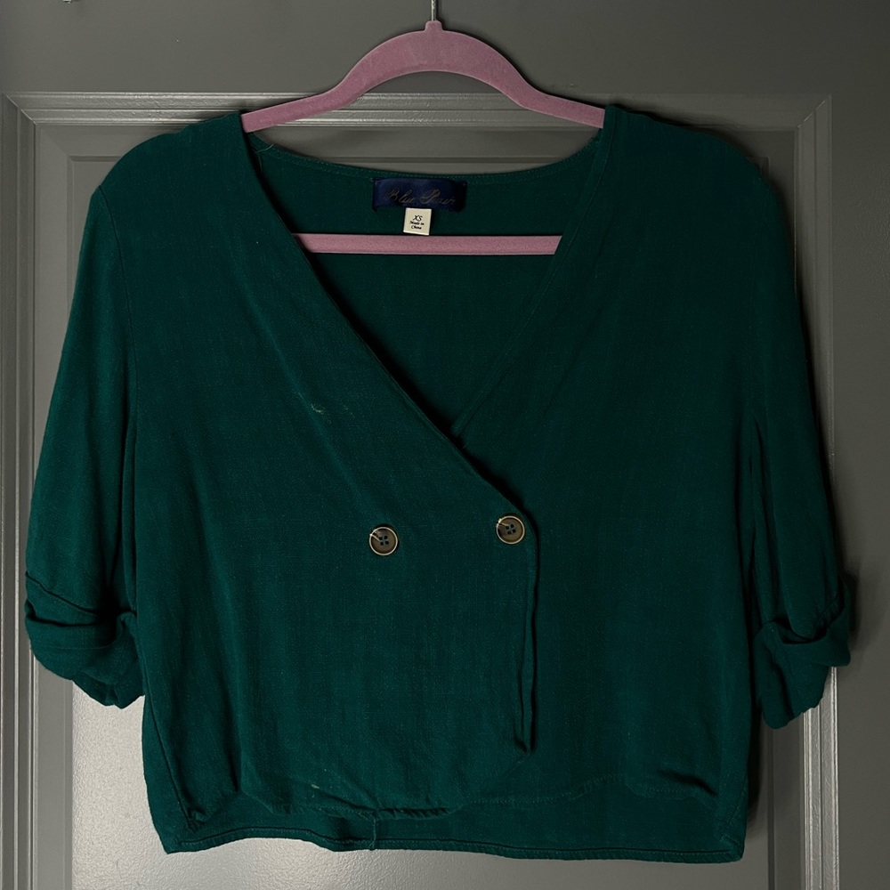 Dark green flowy blouse